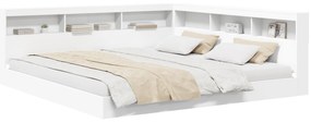 Cama com Estante Branca 180x200 cm Madeira Estruturada