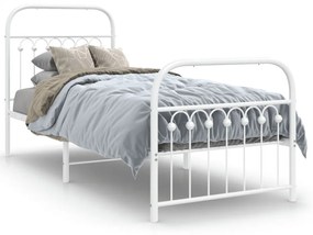 Estrutura de cama com cabeceira e pés 75x190 cm metal branco