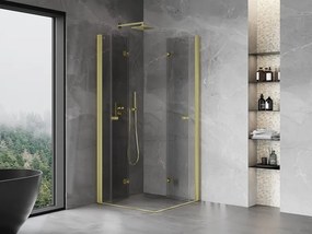 Mexen Mist-F Duo cabine de duche dobrável 90 x 90 cm, transparente, ouro escovado - 8A6-090L-090P-55-00