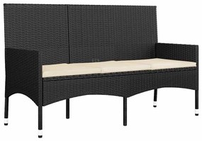4 pcs conjunto lounge de jardim c/ almofadões vime PE preto