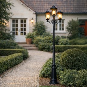 Lanterna de exterior preta 220 cm 3 luzes IP44 - Havana