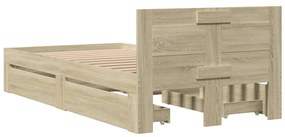 Estrutura cama c/ cabeceira derivados madeira carvalho sonoma
