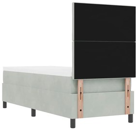 Cama Box Spring vidaXL com Colchão e Luz LED Cinza Claro 80x200 cm Vel