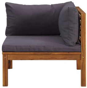 Conjunto sofás 2 pcs c/ almofadões cinza-escuro acácia maciça