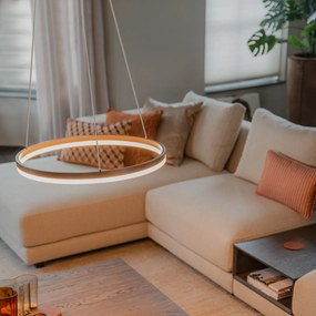 Candeeiro de suspensão bronze escuro 60 cm com LED regulável em 3 etapas - Anello