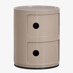 Pack De 2 Mesas De Cabeceira Redondas Ø30 Cm Com Prateleiras Babel Moka Brown & 2 Gavetas - Sklum