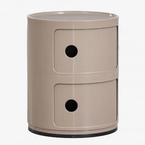 Pacote De 2 Mesas De Cabeceira Redondas Com Prateleiras Babel Moka Brown & 2 Gavetas - Sklum