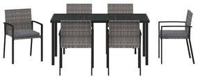 Conjunto de Jantar de Jardim de 7 Peças Cinza Rattan Polímero