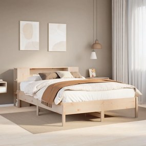 vidaXL Cama com estante sem colchão 120x200 cm pinho maciço
