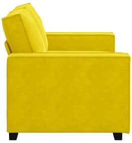 Sofá de 2 lugares veludo 120 cm amarelo