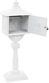 Caixa correio pedestal vintage alumínio inoxidável branco