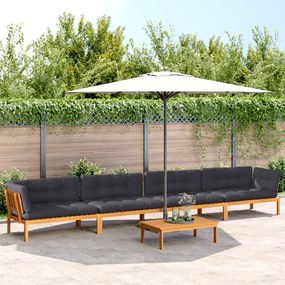 vidaXL 5 pcs móveis de paletes p/ jardim com almofadões acácia maciça