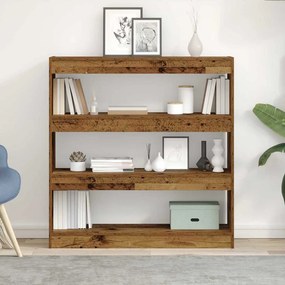 vidaXL Armário para Livros/Divisor de Ambientes - Madeira Rústica - 100x30x103cm - Madeira Engenhada