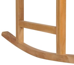 Cadeira de baloiço com almofadão branco nata teca maciça