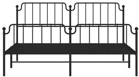 Estrutura de cama com cabeceira e pés 183x213 cm metal preto