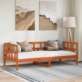Sofá-cama sem colchão 90x190 cm pinho maciço castanho-mel