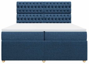 Cama com molas/colchão 200x200 cm tecido azul