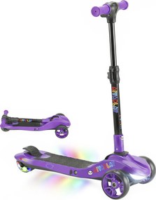 Trotinete Elétrica para Crianças de 3 Rodas, 64 x 29 x 83 cm, Dobrável, Violeta