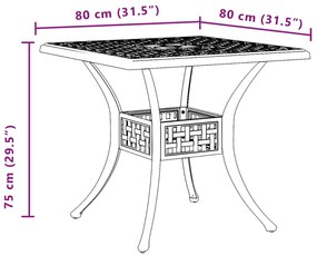 Mesa de jardim 80x80x75 cm alumínio fundido preto