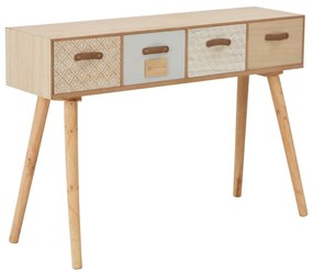 vidaXL Mesa consola com 4 gavetas 110x30x75 cm madeira de pinho maciça