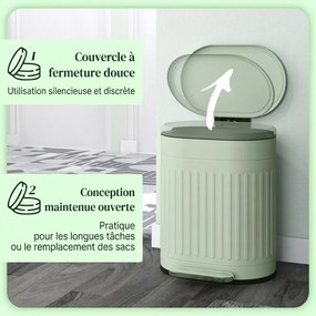 Caixote do Lixo de Cozinha com Pedal, 36,5 x 31,2 x 45 cm, Fecho Suave, Verde