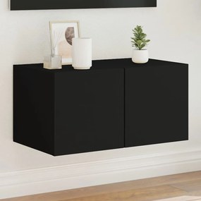vidaXL Móvel de parede para TV com luzes LED 60x35x31 cm preto