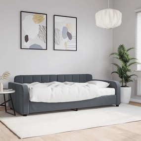 Sofá-cama com colchão 90x200 cm veludo cinzento-escuro