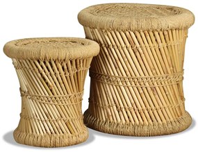 vidaXL Bancos 2 pcs bambu e juta