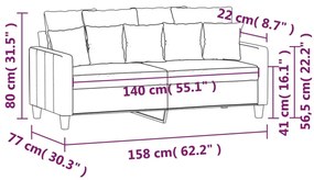 Sofá de 2 lugares em tecido 140 cm cinzento-claro