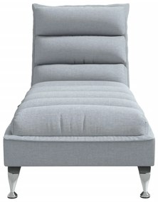 Chaise lounge de massagem com almofadões tecido cinzento-claro