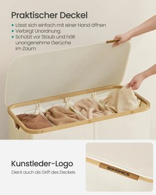 Cesto da roupa suja 200 L,  78 x 38,5 x 70,5 cm com tampa creme