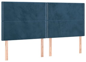 Cabeceira cama c/ luzes LED veludo 160x5x118/128cm azul-escuro