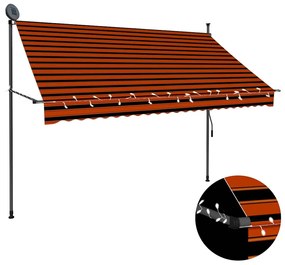 Toldo retrátil manual com LED 250 cm laranja e castanho