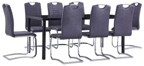 vidaXL 9 pcs conjunto de jantar camurça artificial cinzento