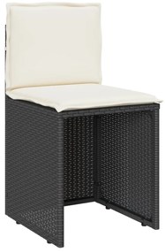 3 pcs conjunto de bistrô com almofadões vime PE preto