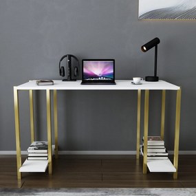 Secretária Academy – Branco Dourado – 125,2 x 60 x 73,8 cm