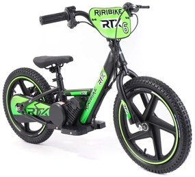 Bicicleta eléctrica para crianças RIRIBIKE RTX6 24V (16"), Batería de litio, Motor de 250W, travão de disco Verde