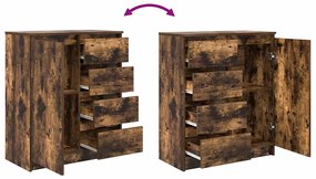 Aparador com gavetas derivados de madeira carvalho fumado