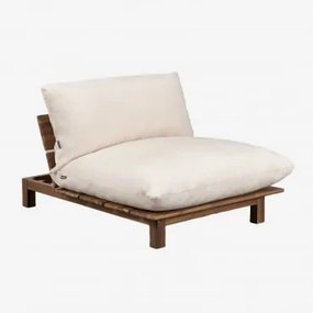 Módulo Central Reclinável Para Sofá Modular De Jardim Em Madeira De Acácia Brina Beige Creme - Sklum