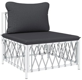 5 pcs conjunto lounge de jardim com almofadões aço branco