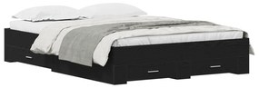 Estrutura de Cama com Gavetas Carvalho Preto Madeira engenheirada