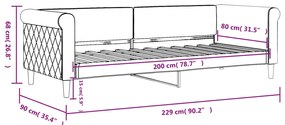Sofá-cama 80x200 cm veludo cinzento-escuro
