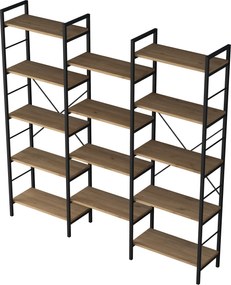 Estante "Noce Nero" - Nogueira e Preto - 176x172x30cm - Design Moderno