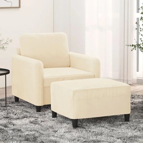 vidaXL Poltrona com apoio de pés 60 cm veludo cor creme
