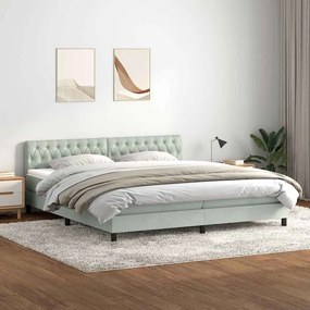 vidaXL Cama box spring c/ colchão e LED 200x220 cm veludo cinzento-claro