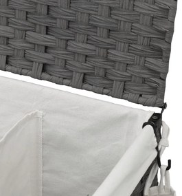 Cesto para roupa suja com rodas 60x35x60,5 cm vime cinzento