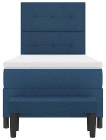 Cama Box Spring com Colchão e Banco Azul 90x200 cm Tecido