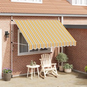 Toldo retrátil manual 300 cm riscas amarelas e azuis