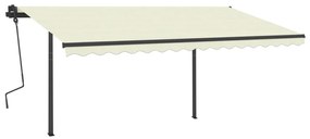 Toldo retrátil manual com postes 4,5x3,5 m cor creme