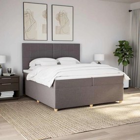 Cama com molas/colchão 200x200 cm tecido castanho-acinzentado